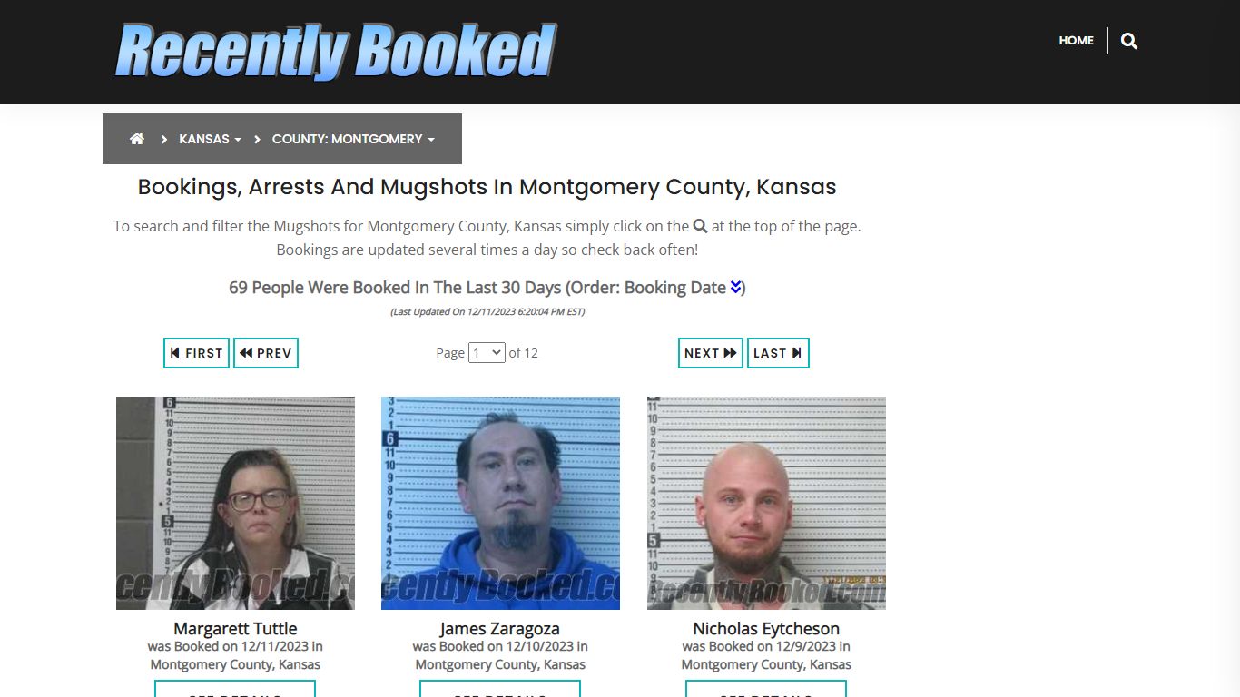 Bookings, Arrests and Mugshots in Montgomery County, Kansas