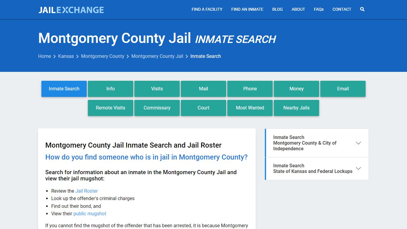 Inmate Search: Roster & Mugshots - Montgomery County Jail, KS